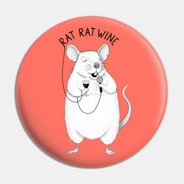 Rat Rat Wine | Animal Karaoke Collection Pin by DrawingEggen