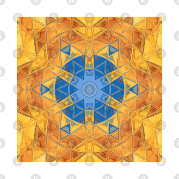 Mosaic Mandala Orange and Blue by WormholeOrbital