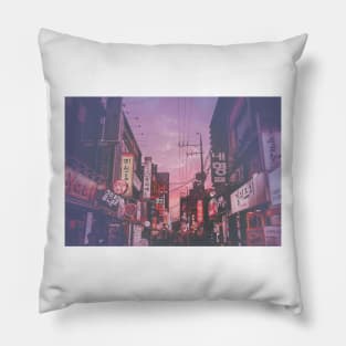 Seoul City Streets Pillow