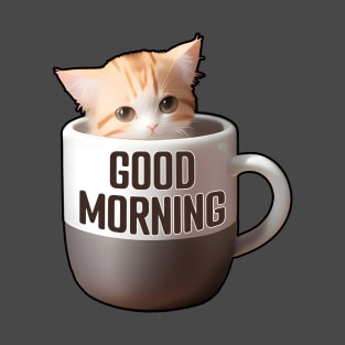Cup Cat Good Morning T-Shirt