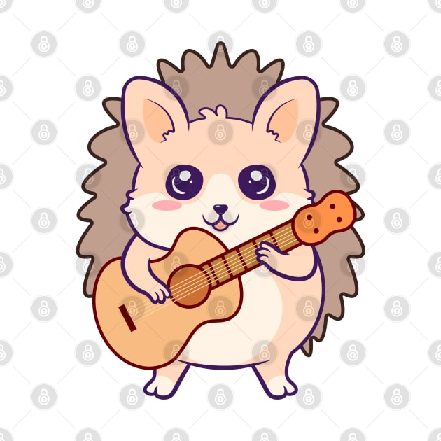 Adorable Hedgehog Playing Acoustic Guitar Cartoon by RayanPod