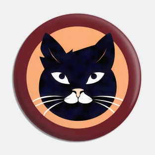 Black cat portrait Pin