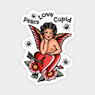 Vintage Cupid Tattoo, Peace and Love Magnet