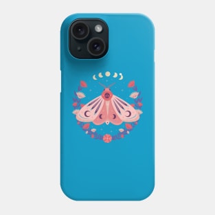 Pink Skull Cute Moth Flower Wreath in Pastel Colors Phone Case