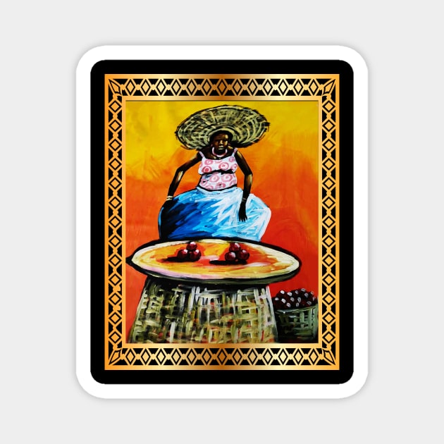 African Woman selling fruits Magnet by logiamerch