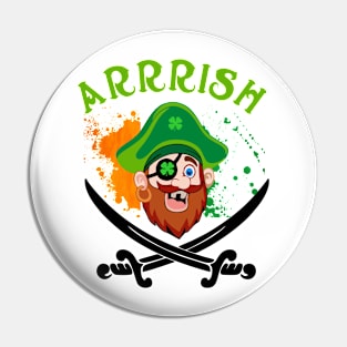 Arrish Irish Pirate  Leprechaun St Patricks Day Pin