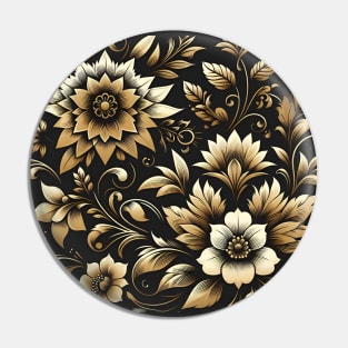 Gold Floral Illustration Pin