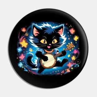 Dancing cat playing banjo Pin