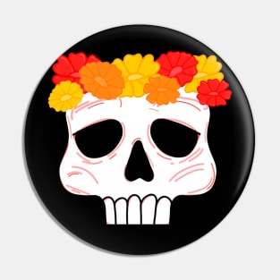 Skull with flower crown Pin