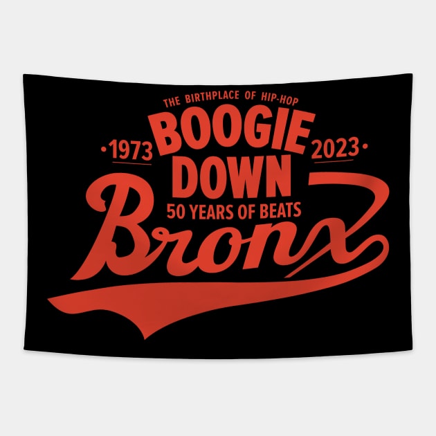 Boogie Down Bronx lettering - 50 years of Hip Hop Tapestry by Boogosh