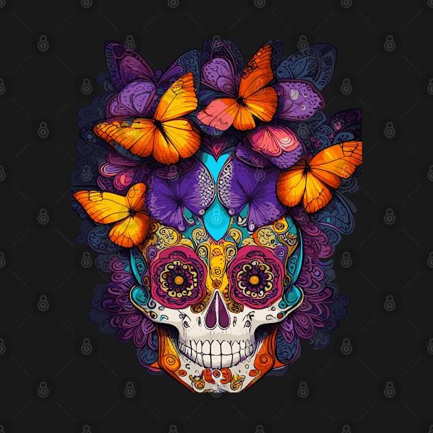 Sugar Skull of Butterflies by RoxanneG