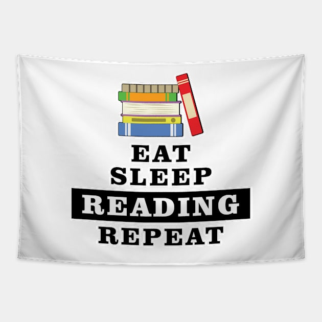 Eat Sleep Reading Repeat - Funny Quote Tapestry by DesignWood Atelier