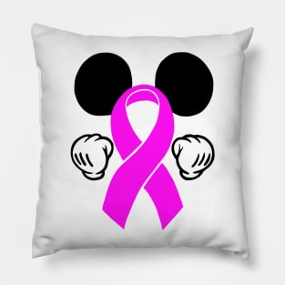 Mouse Ears Awareness Ribbon (Pink) Pillow