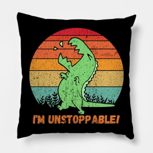 Funny I'm Unstoppable T Rex Retro Pillow