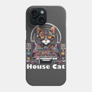 House cat funky colourful pet and music lovers design Phone Case