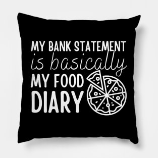 My Bank Statement Is Basically My Food Diary Pizza Design Pillow