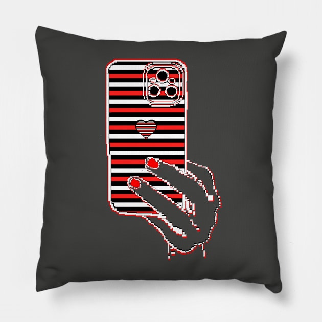 mirror selfie phone in hand pixelart Pillow by 4rpixs