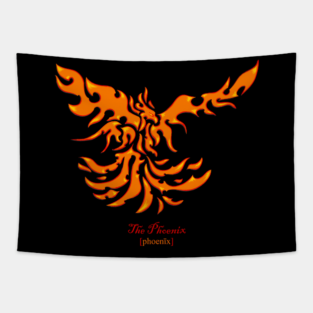 The Phoenix - Orange Tapestry by Ravendax