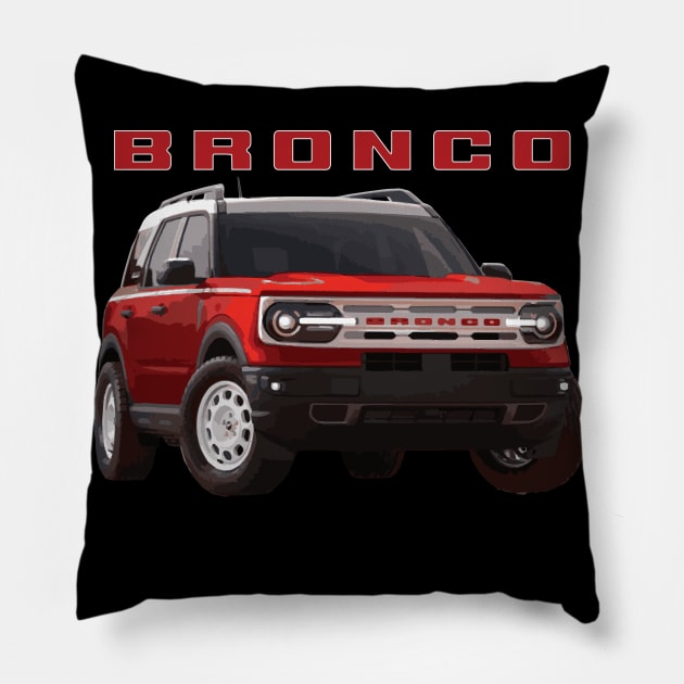 Ford Bronco Heritage edition hot pepper red 4x4 MURICA SUV sport truck Pillow by cowtown_cowboy