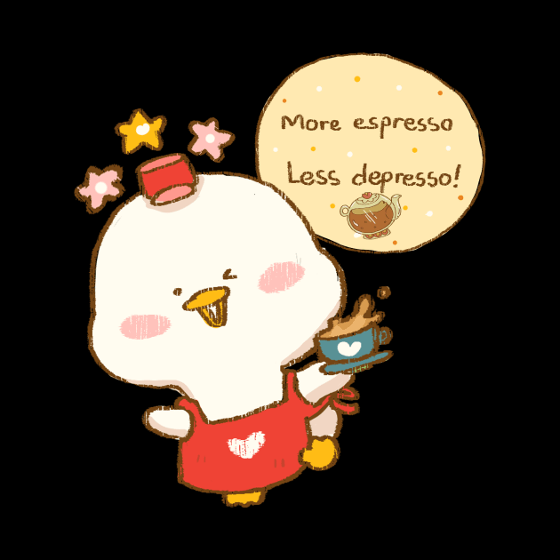 More Espresso Less Depresso Cute Duck with Coffee by Mieu-Angels