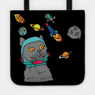 Space Cat Astronaut with Galaxy Tote