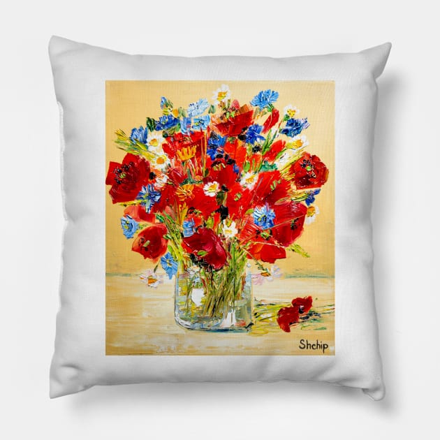 A bouquet of wild flowers Pillow by NataliaShchip