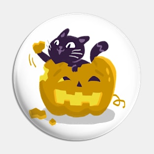 Cat and Pumpkin Halloween Pin