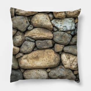 Stone Wall in Grey Beige Boulders Pillow