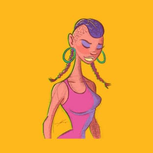 Pigtail Braids Girl by IAMO T-Shirt