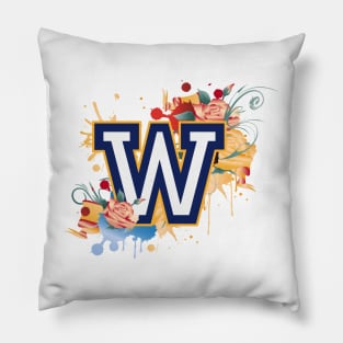 Varsity letter W flowers patch Pillow