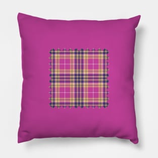 Pink, Gold and Blue Tartan Pillow