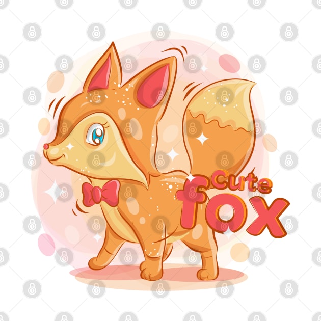 Cute fox wear a red ribbon kids by samirysf