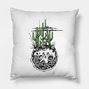 Moon with cactus illustration Pillow