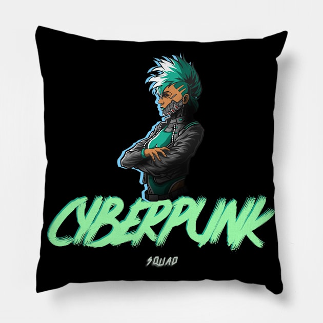 Cyberpunk Sci Fi Future Is Here 2077 Pillow by Here Comes Art