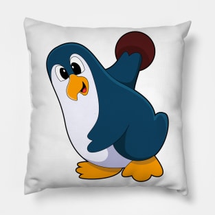 Penguin at Bowling with Bowling ball Pillow