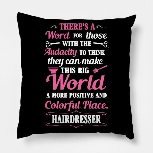 Big colorful world with hairdresser (white) Pillow by nektarinchen