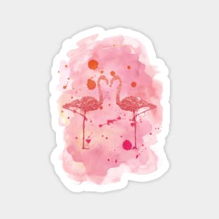 Pink watercolor Flamingo mandala Magnet