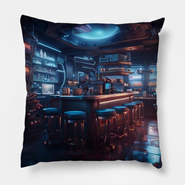 Cyber Cafe Pillow by SmartPufferFish