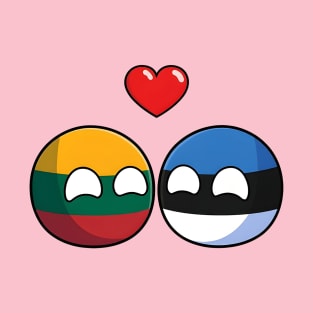 Lithuania and Estonia Countryball Saint Valentine's day T-Shirt