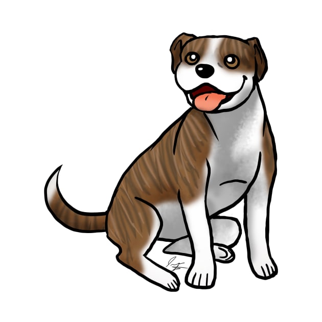 Dog - American Pit Bull - Brindle and White by Jen's Dogs Custom Gifts and Designs