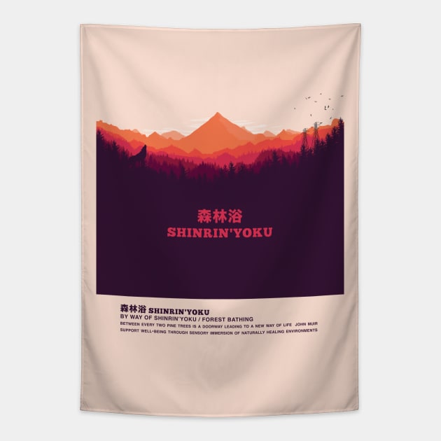 Shinrin-Yoku Japanese Forest Bathing Nature Healing Wanderlust Adventure Tapestry by So Young So Good