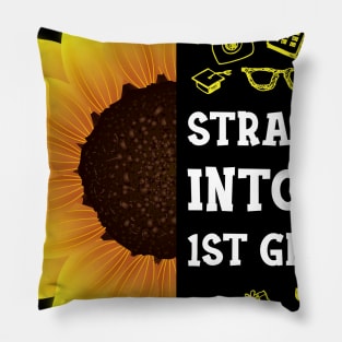 Straight into First grade Back To School Sunflower Pillow