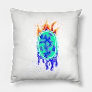 Fire and water global warming burning planet Pillow