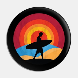 Vintage Sunset Surfing Gift For Surfers Pin