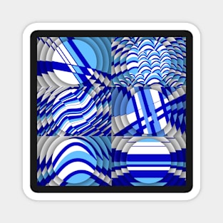 Pattern mix in blue, white Magnet