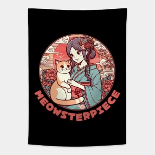 Japanese cat Vintage Kimono girl Tapestry