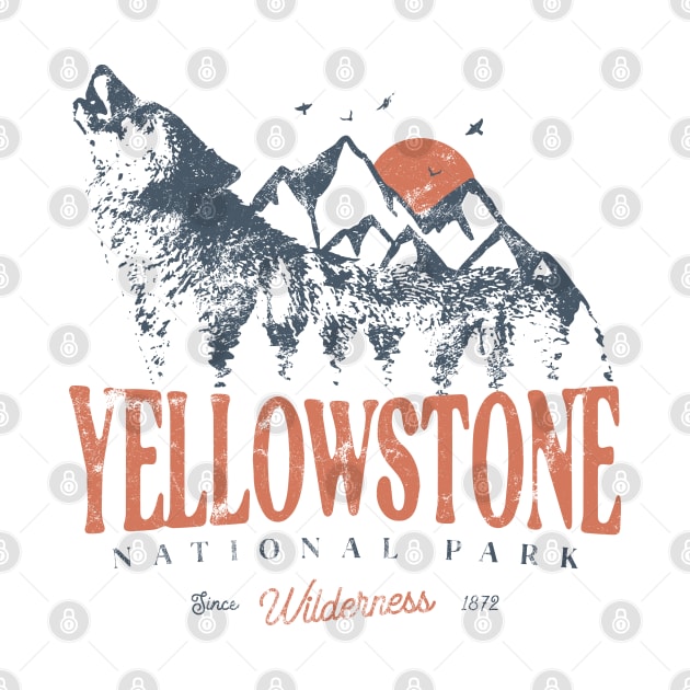 Yellowstone US National Park Wolf Mountains Adventure Vintage by Fitastic