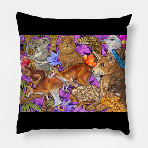 Australian Wildlife Pillow by Tim Jeffs Art