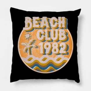 vintage retro beach club 70s 1982 with spirale orange Pillow
