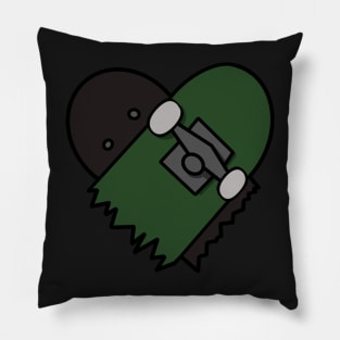 Green broken skateboard Pillow